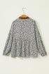 Western Leopard Print Puff Sleeve Buttoned Plus Size Blouse
