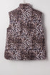 Western Leopard Print Quilted Full Zip Puffer Vest