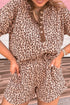 Western Leopard Print Ribbed Patchwork Loose Short Set