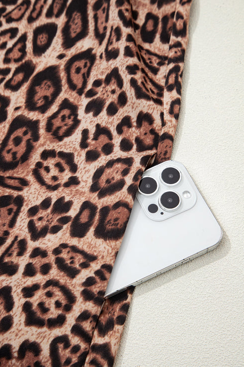 Western Leopard Print Rick Rack Button Down Mini Dress