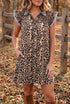 Western Leopard Print Rick Rack Button Down Mini Dress