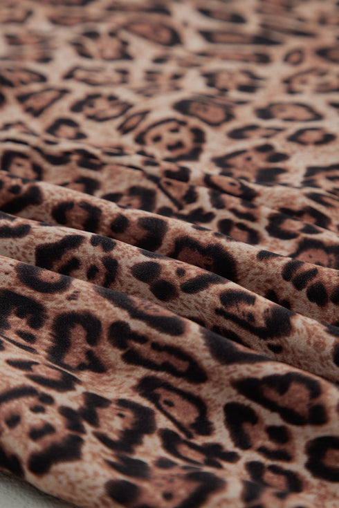 Western Leopard Print Rick Rack Button Down Mini Dress