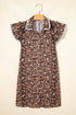 Western Leopard Print Rick Rack Button Down Mini Dress
