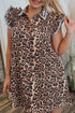 Western Leopard Print Rick Rack Button Down Mini Dress