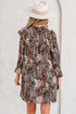 Western Leopard Print Ruffled Long Sleeve Mini Dress