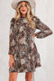 Western Leopard Print Ruffled Long Sleeve Mini Dress