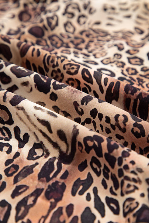 Western Leopard Print Ruffled Long Sleeve Mini Dress