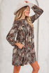 Western Leopard Print Ruffled Long Sleeve Mini Dress