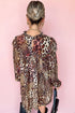 Western Leopard Print Ruffled Long Sleeve Mini Dress
