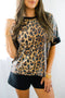 Western Leopard Print Sequin Short Sleeve Top