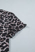 Western Leopard Print Sheer Mesh Short Sleeve Top