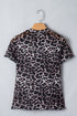 Western Leopard Print Sheer Mesh Short Sleeve Top