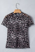 Western Leopard Print Sheer Mesh Short Sleeve Top