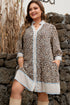 Western Leopard Print Striped Trim Drop Waist Mini Dress