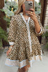 Western Leopard Print Striped Trim Drop Waist Mini Dress