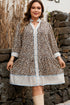 Western Leopard Print Striped Trim Drop Waist Mini Dress