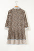 Western Leopard Print Striped Trim Drop Waist Mini Dress