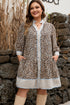 Western Leopard Print Striped Trim Drop Waist Mini Dress