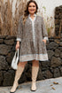 Western Leopard Print Striped Trim Drop Waist Mini Dress