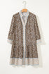 Western Leopard Print Striped Trim Drop Waist Mini Dress