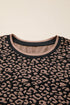 Western Leopard Print Textured Bubble Sleeve Shift Mini Dress