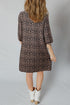 Western Leopard Print Textured Bubble Sleeve Shift Mini Dress