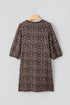 Western Leopard Print Textured Bubble Sleeve Shift Mini Dress