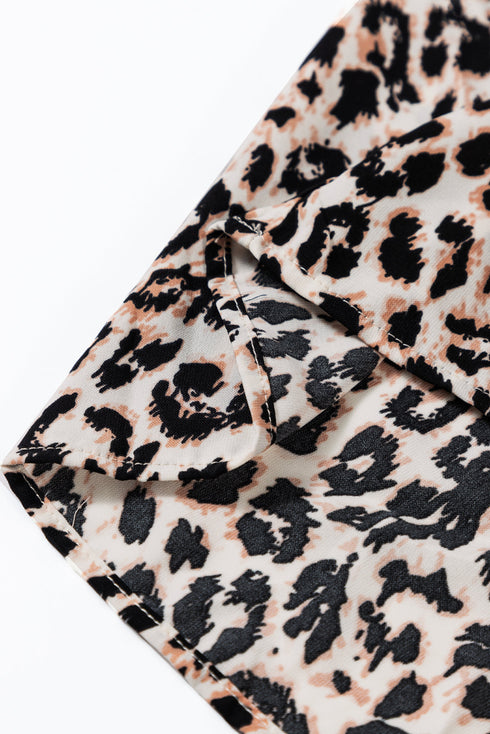Western Leopard Print Tiered Wide Sleeve Maxi Dress