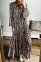Western Leopard Print Tiered Wide Sleeve Maxi Dress