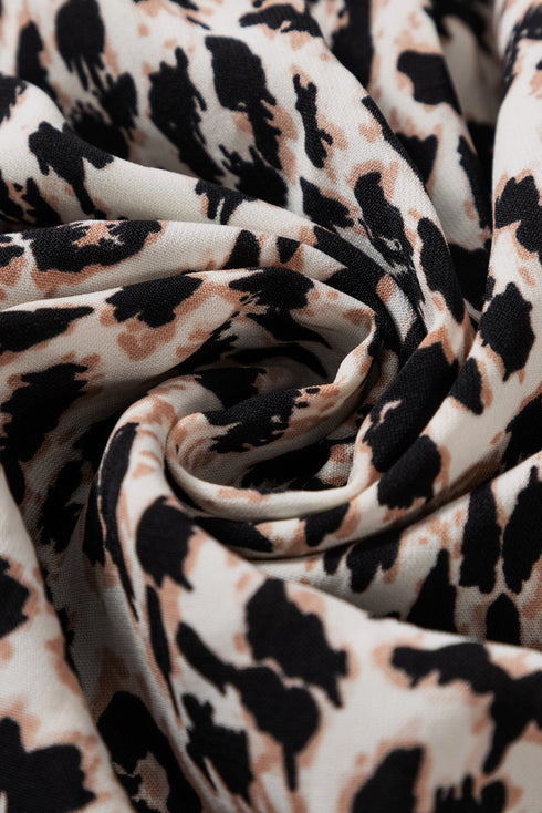 Western Leopard Print Tiered Wide Sleeve Maxi Dress