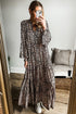 Western Leopard Print Tiered Wide Sleeve Maxi Dress