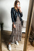 Western Leopard Print Tiered Wide Sleeve Maxi Dress