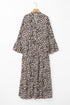 Western Leopard Print Tiered Wide Sleeve Maxi Dress