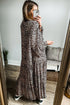 Western Leopard Print Tiered Wide Sleeve Maxi Dress