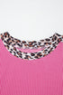 Western Leopard Print Trim Twist Ribbed Short Set