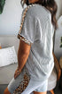 Western Leopard Print Trim Twist Ribbed Short Set