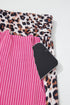 Western Leopard Print Trim Twist Ribbed Short Set