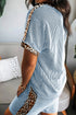 Western Leopard Print Trim Twist Ribbed Short Set