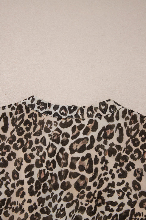 Western Leopard Print V Neck H Line Mini Dress