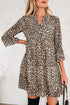 Western Leopard Print V Neck H Line Mini Dress