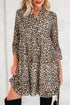 Western Leopard Print V Neck H Line Mini Dress
