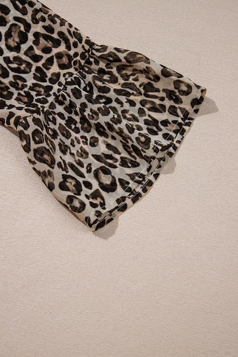 Western Leopard Print V Neck H Line Mini Dress