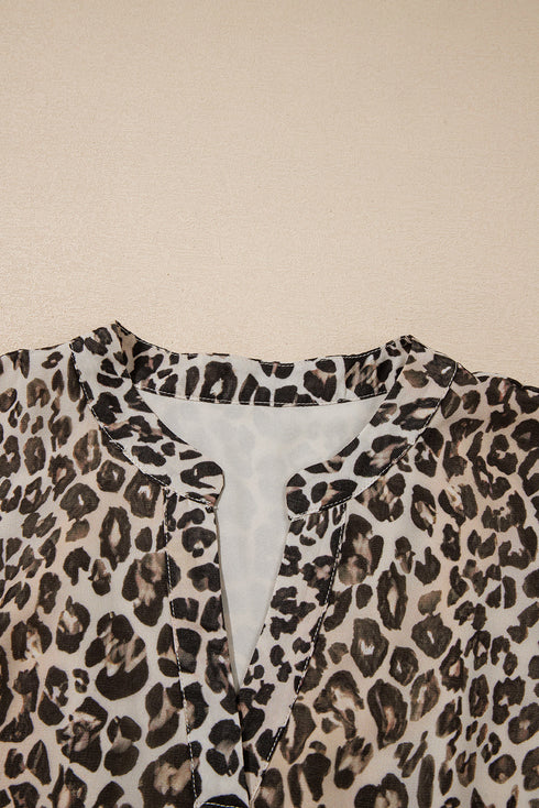 Western Leopard Print V Neck H Line Mini Dress