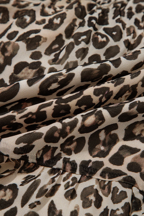 Western Leopard Print V Neck H Line Mini Dress