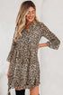 Western Leopard Print V Neck H Line Mini Dress