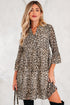 Western Leopard Print V Neck H Line Mini Dress