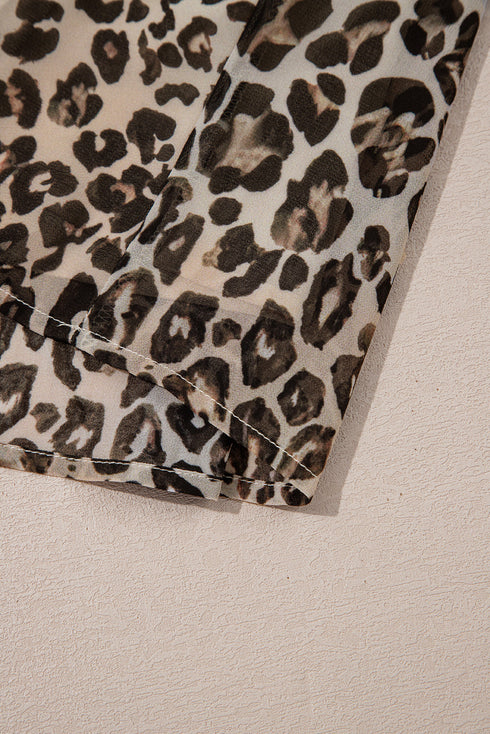 Western Leopard Print V Neck H Line Mini Dress