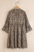 Western Leopard Print V Neck H Line Mini Dress