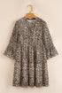 Western Leopard Print V Neck H Line Mini Dress