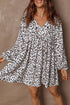 Western Leopard Print V Neck Long Sleeve Mini Dress
